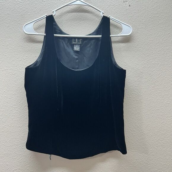 INC Black Witchy Whimsygoth Velvet Grunge Top Cropped Tank Size 6 Scoop Neck - Picture 1 of 5